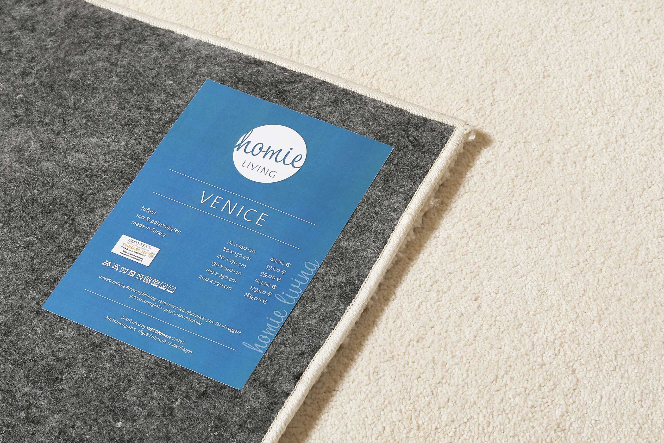 Teppich Beige Creme Kurzflor weich & soft "Venice" Homie Living - Image 4